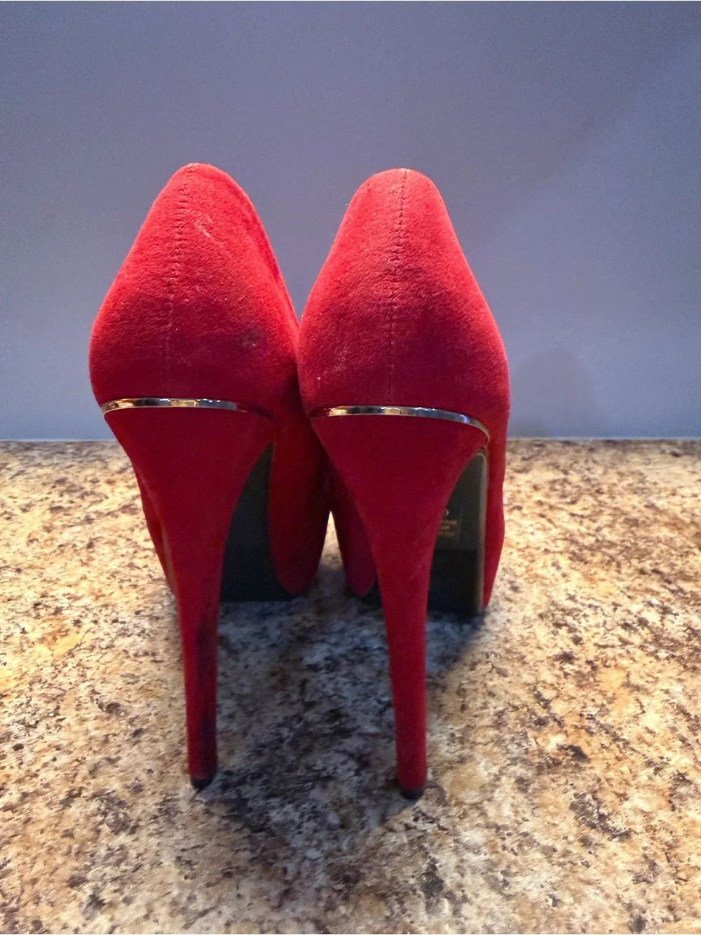 Paprika Red Suede Platform Stiletto Pumps